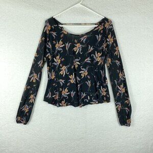Free People Top Size‎ XS Elsa Jersey Open Twisted Back Floral Strappy Blouse
